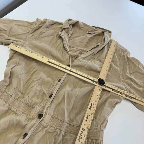 Faherty Romper Womens X Large Brown Arlie Button Up Collared Linen Blend - Picture 8 of 11